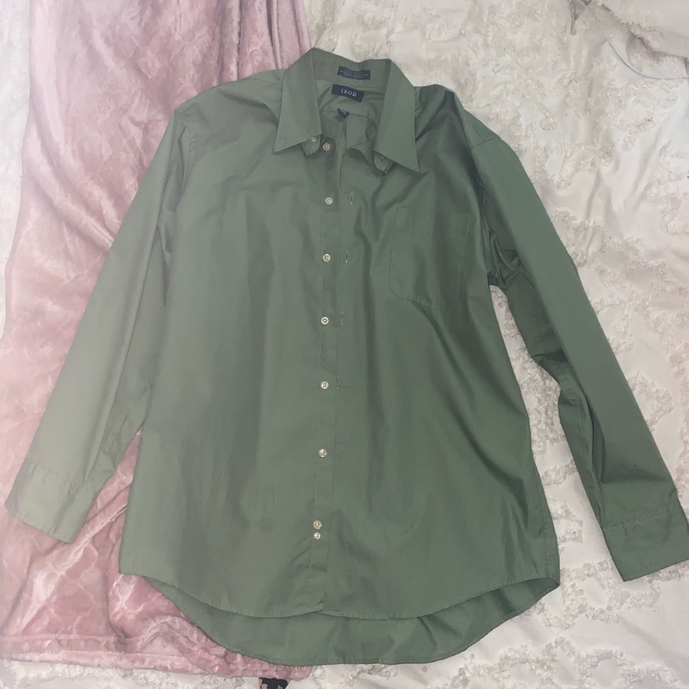 Green Izod large button up